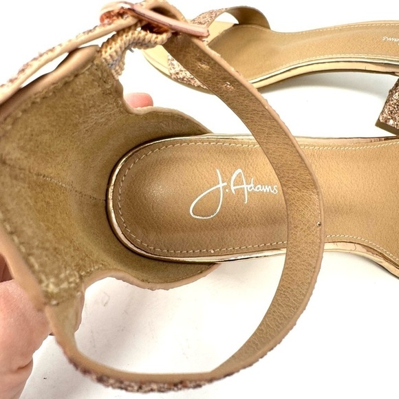 J. Adam’s Daisy Champagne Glitter block heel sandals 8 - Picture 7 of 10